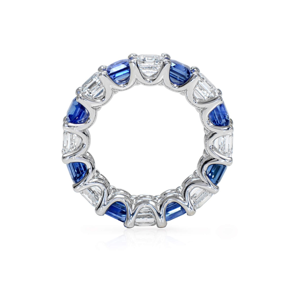 Natural 9.24 Ct. TW Oval-Cut Blue Sapphire & Diamond Ring, 18K White Gold