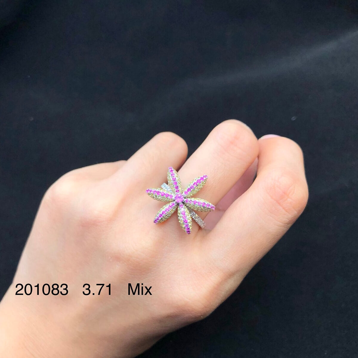 Natural 3.71 Ct. TW Pink & Yellow Sapphire Flower Ring, 18K White Gold