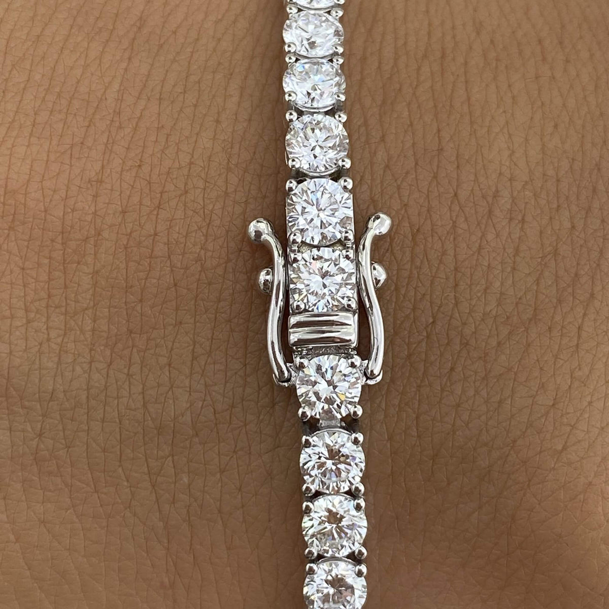 Natural 10.18 Ct. TW Diamond Tennis Bracelet, 14K White Gold