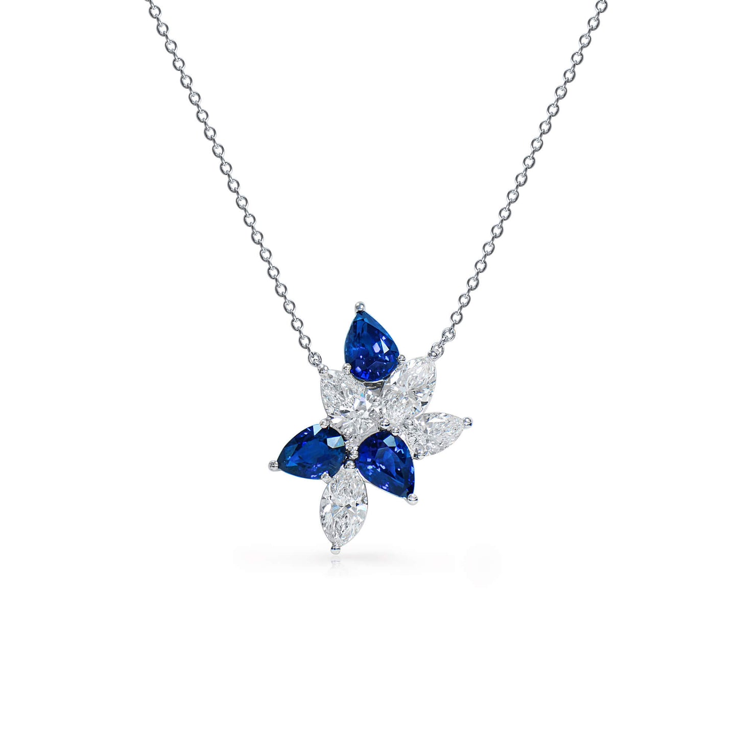 Diamond and Sapphire Pendant, 4.28 Ct. TW, Marquise and Pear shape, GIA Certified