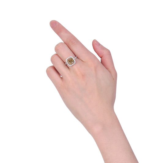 Fancy Dark Brown-Greenish Yellow Diamond Ring, 4.50 Ct. TW, Radiant shape, GIA Certified