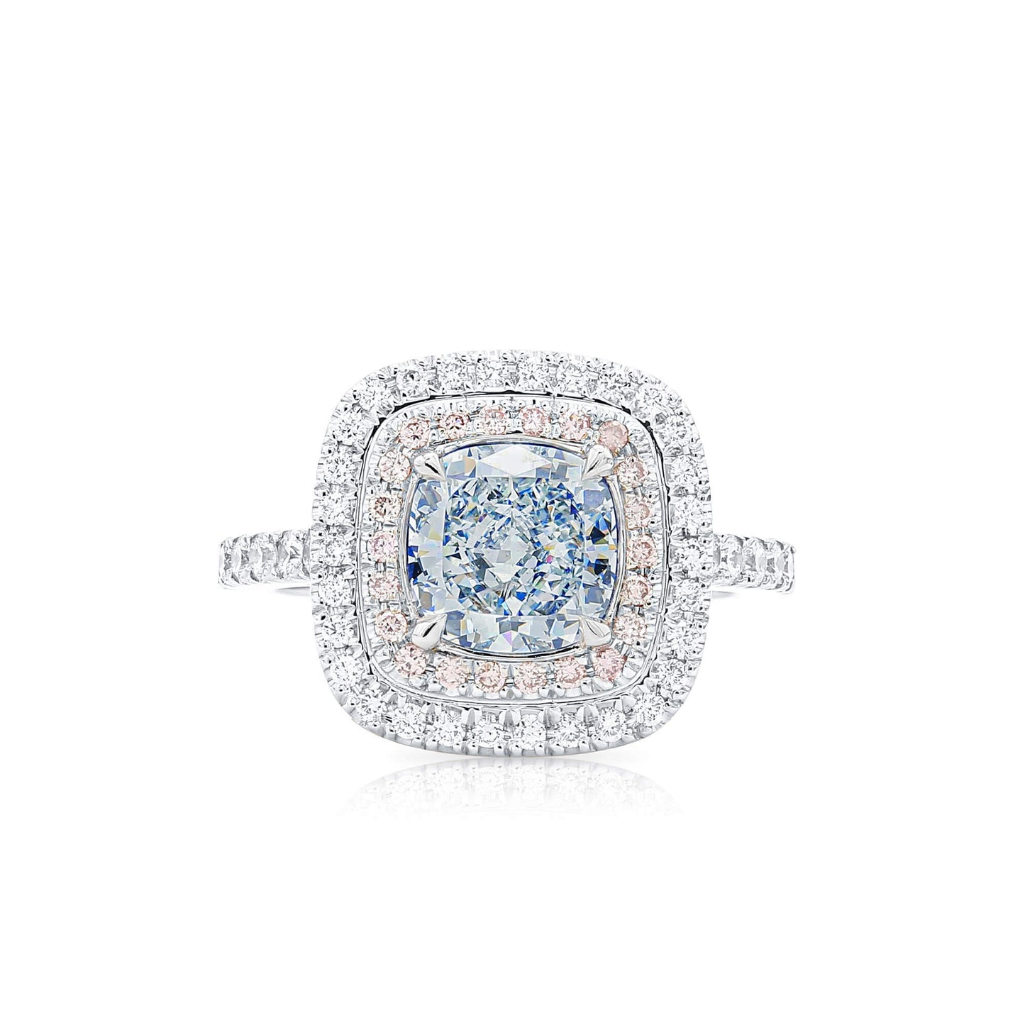 Fancy Green Diamond Ring, 1.81 Ct. TW, Cushion shape, GIA Certified