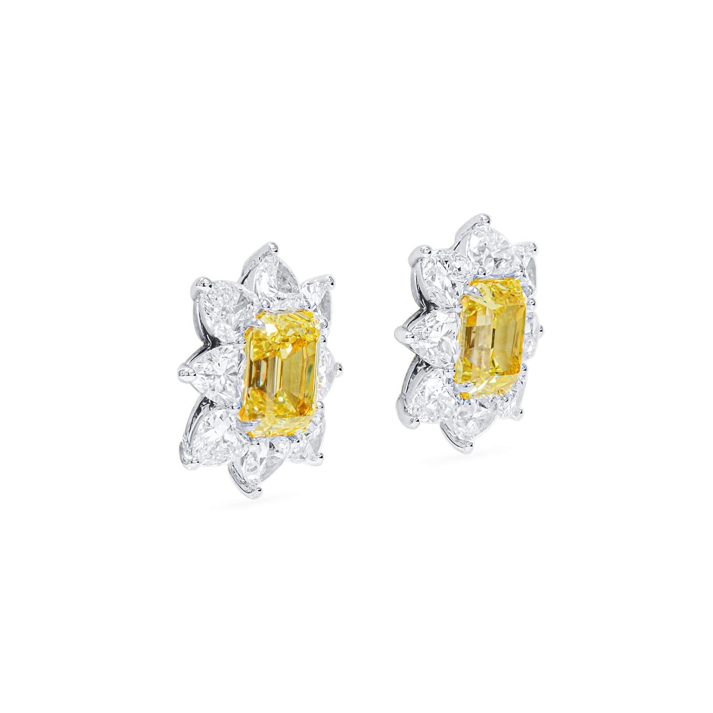 Fancy Intense Yellow Diamond Earrings, 5.19 Ct. TW, Emerald shape, GIA Certified