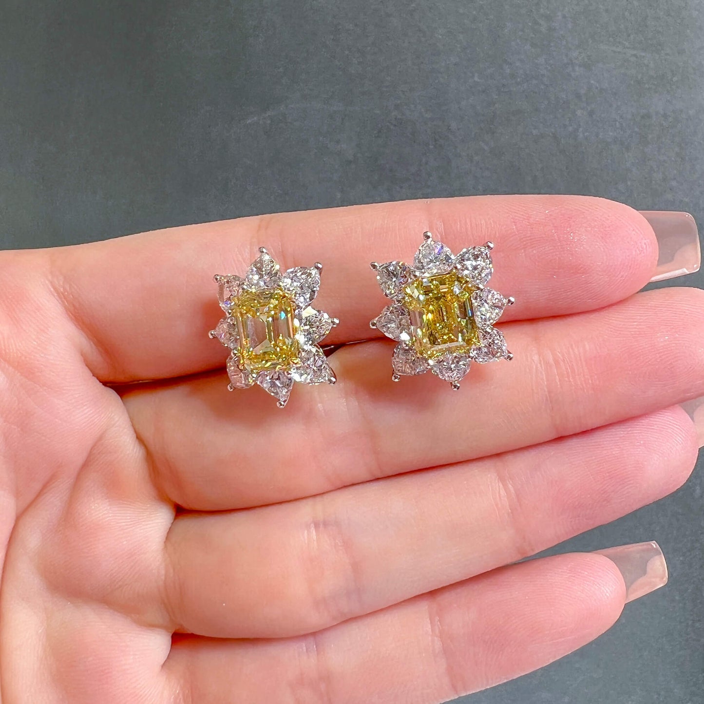 Fancy Intense Yellow Diamond Earrings, 5.19 Ct. TW, Emerald shape, GIA Certified