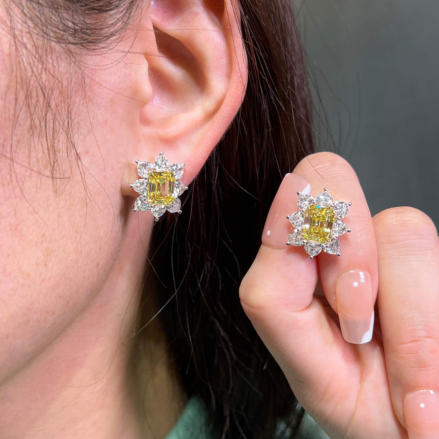Fancy Intense Yellow Diamond Earrings, 5.19 Ct. TW, Emerald shape, GIA Certified