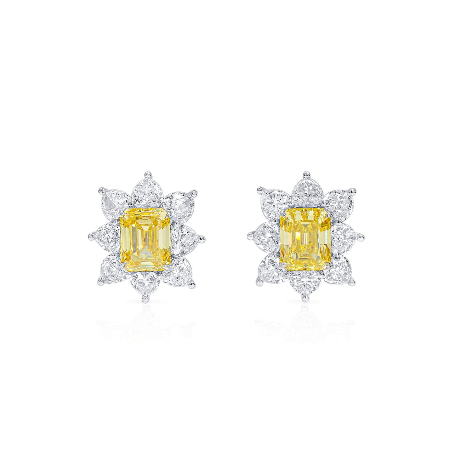 Fancy Intense Yellow Diamond Earrings, 5.19 Ct. TW, Emerald shape, GIA Certified