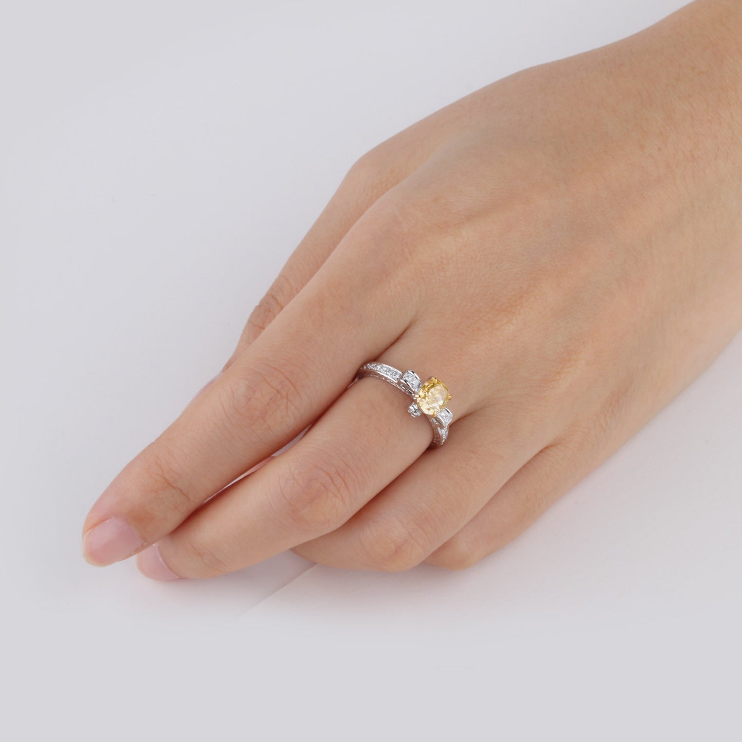 Fancy Intense Yellow Diamond Ring, 1.31 Ct. TW, Oval shape, GIA Certified