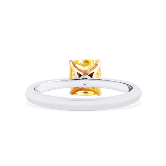 Fancy Intense Yellow Diamond Ring, 1.50 Ct. TW, Cushion shape, GIA Certified