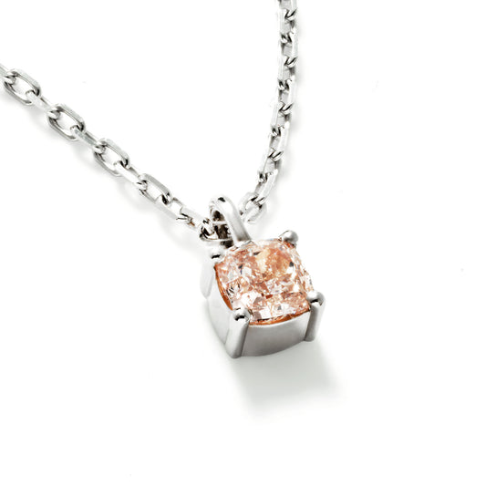 Fancy Light Orangy Pink Diamond Pendant, 0.41 Ct. TW, Cushion shape, GIA Certified