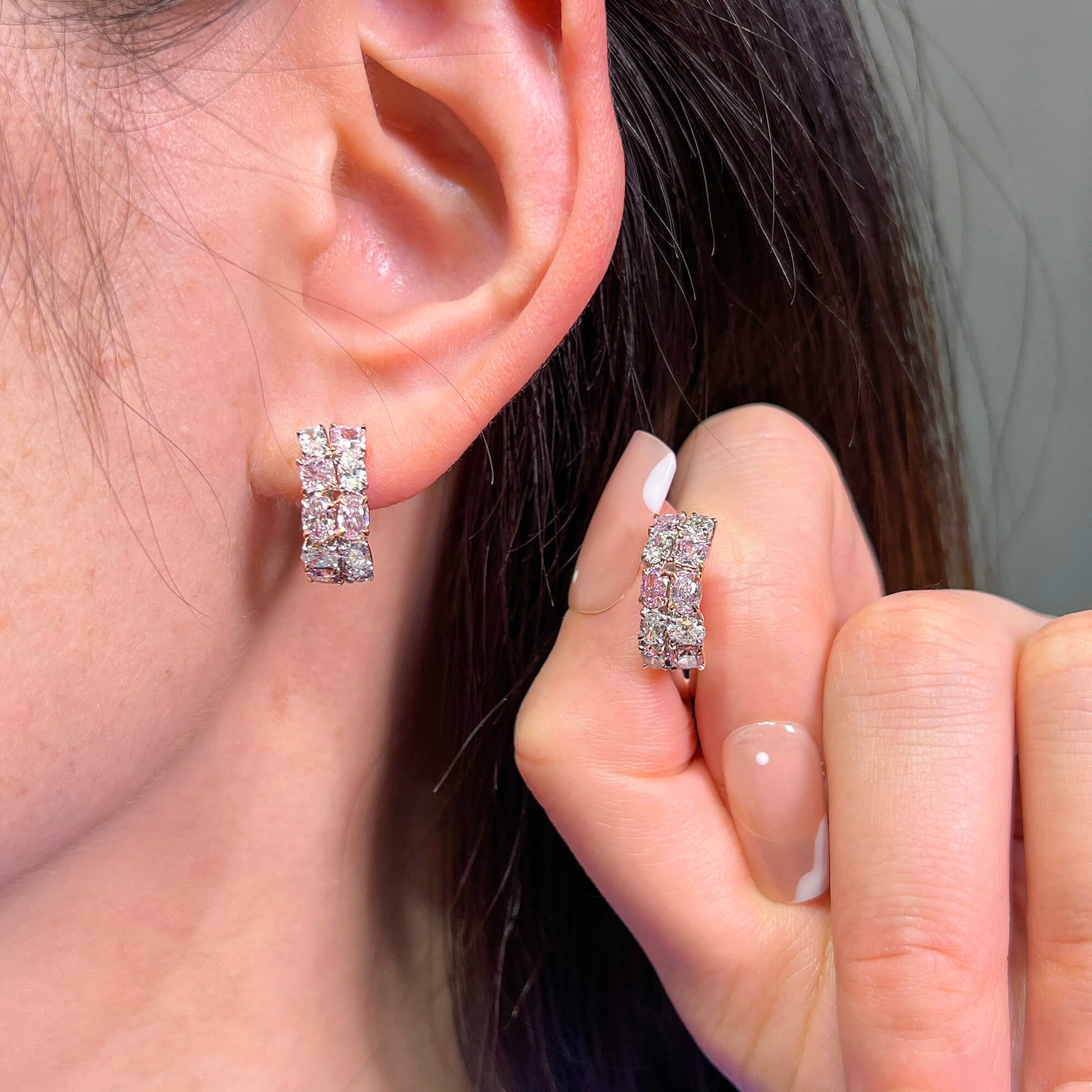 Fancy Light Pink Diamond Earrings, 2.64 Ct. TW, MIX shape