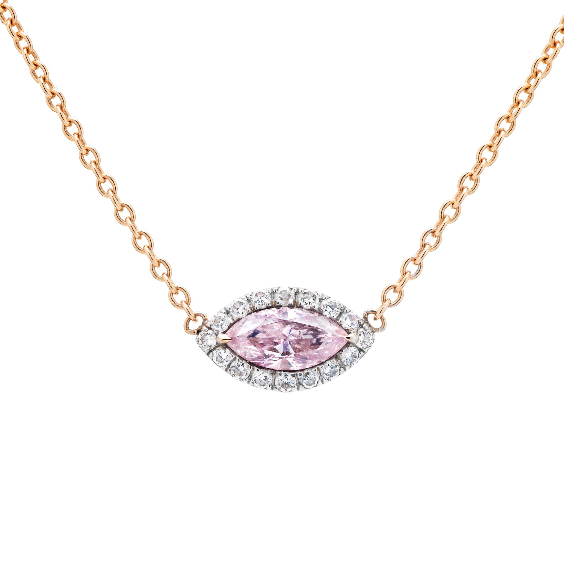Fancy Light Pink Diamond Pendant, 0.50 Ct. TW, Marquise shape, GIA Certified
