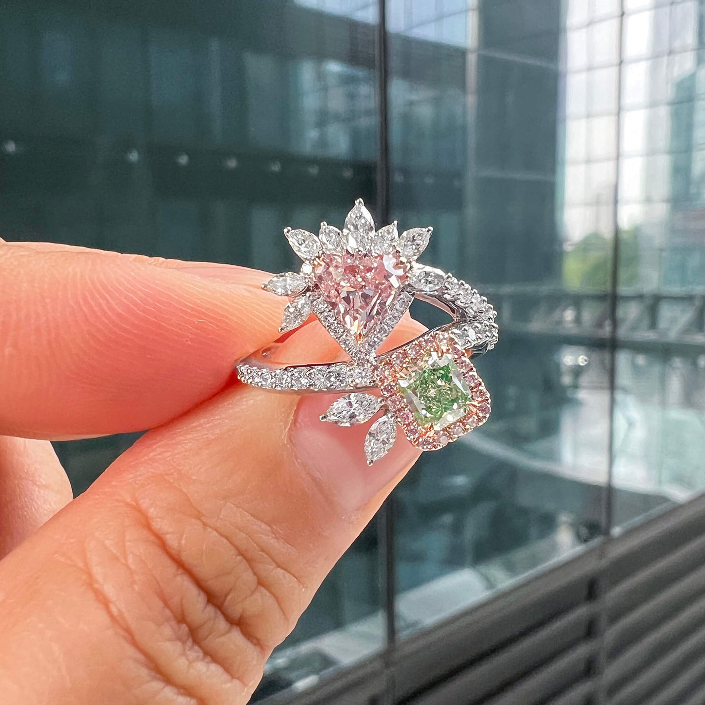 Natural Fancy Light Yellow Green Diamond Ring, 18K White Gold, 1.93 Ct. TW