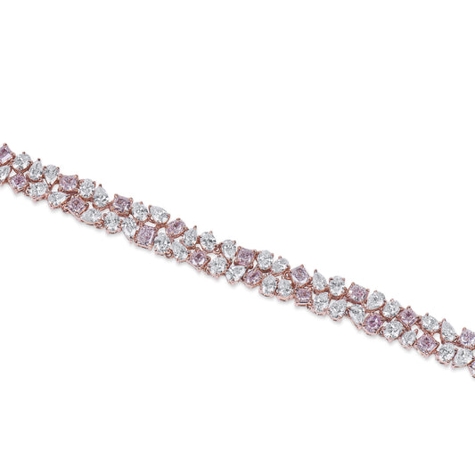 Fancy Pink And White Diamond Bracelet, 3.86 Ct. (10.67 Ct. TW), Mix Shape