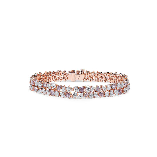 Fancy Pink And White Diamond Bracelet, 3.86 Ct. (10.67 Ct. TW), Mix Shape