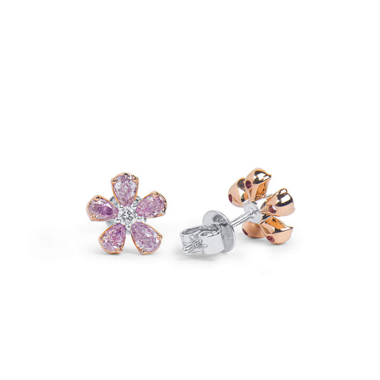 Fancy Pink Diamond Earrings, 0.97 Ct. TW, Pear shape