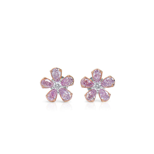 Fancy Pink Diamond Earrings, 0.97 Ct. TW, Pear shape