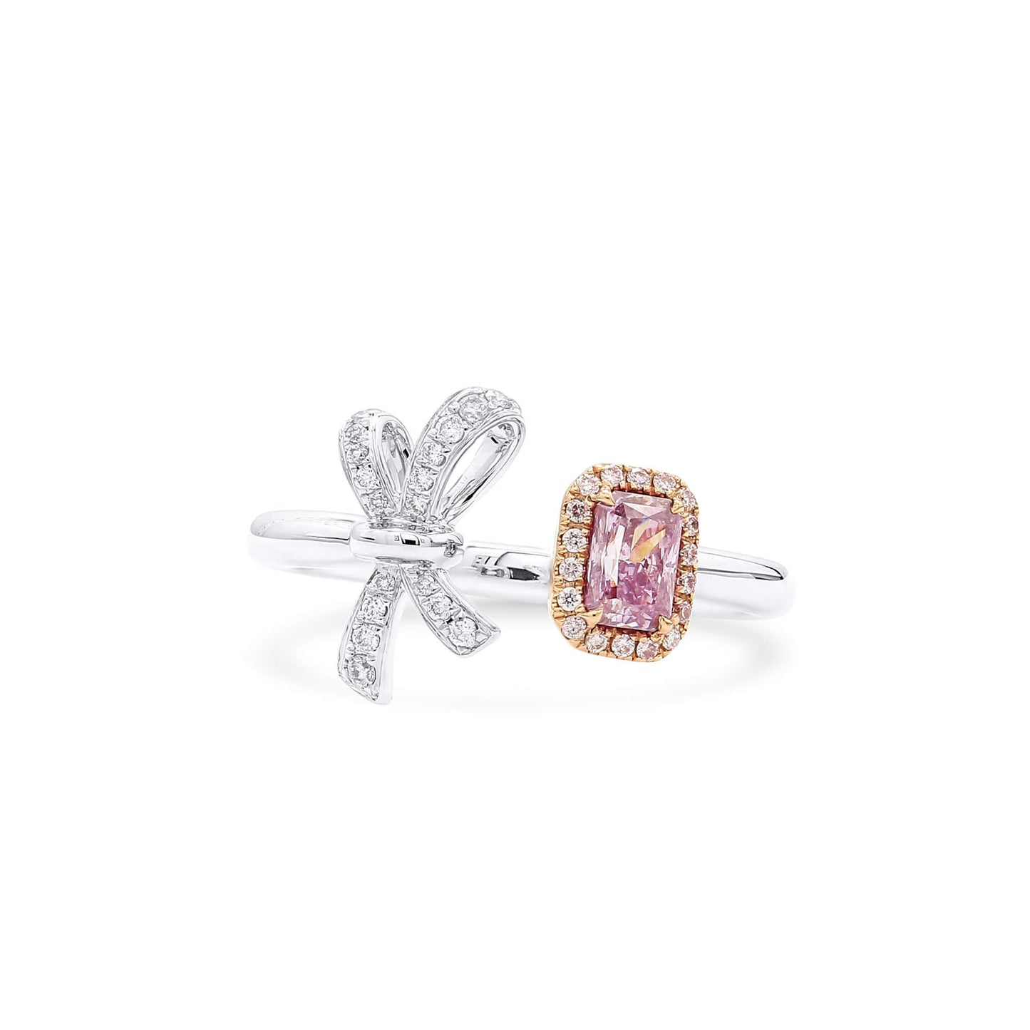 Fancy Purple Pink Diamond Ring, 0.45 Ct. TW, Radiant shape, GIA Certified