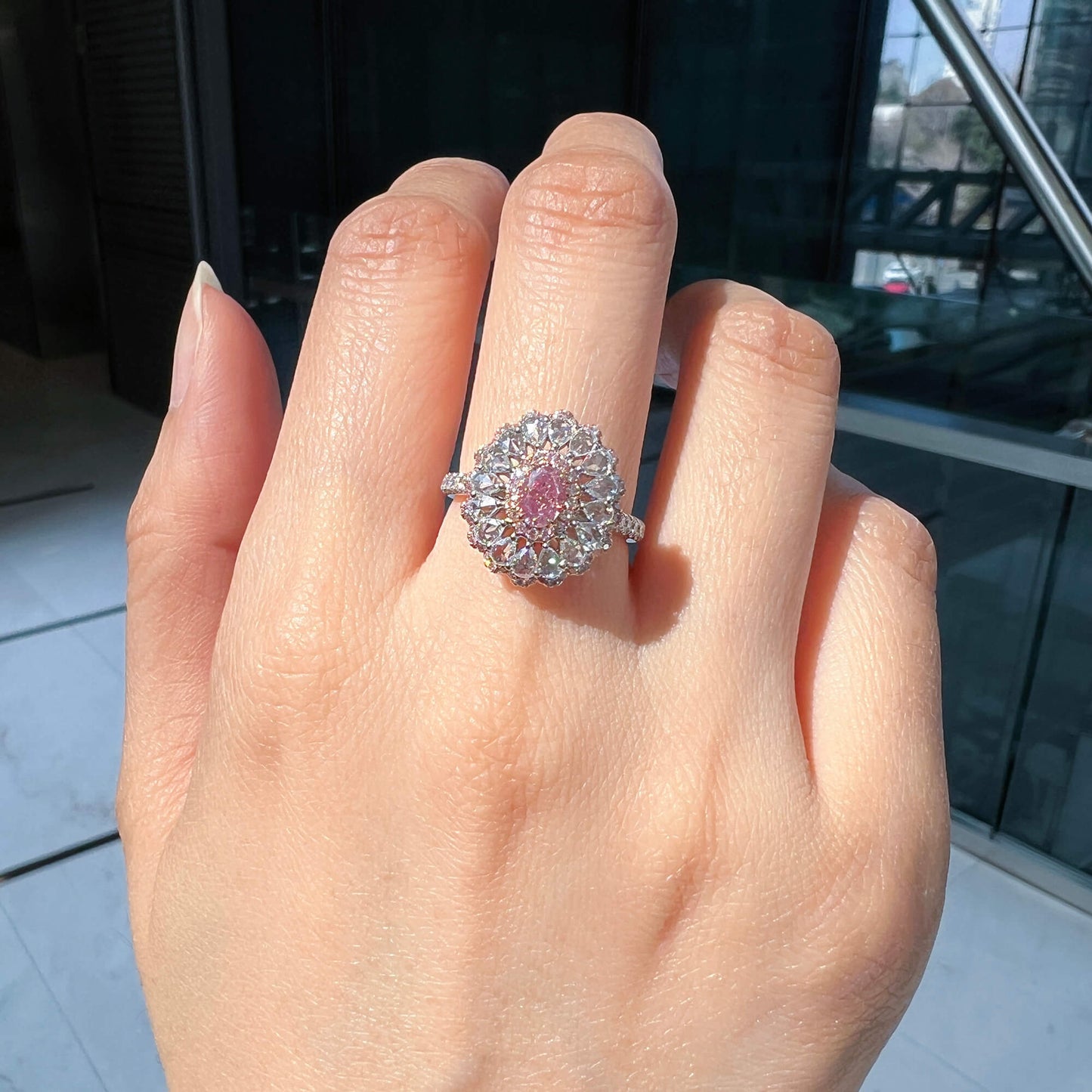 Fancy Purple Pink Diamond Ring, 1.27 Ct. TW, Oval shape, GIA Certified