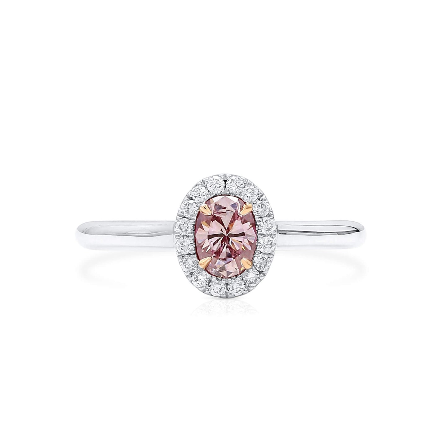 Fancy Purplish Pink Diamond Ring, 0.49 Ct. TW, Oval shape, GIA Certified