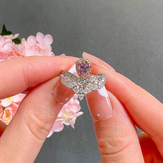 Fancy Purplish Pink Diamond Ring, 1.68 Ct. TW, Pear shape, GIA Certified