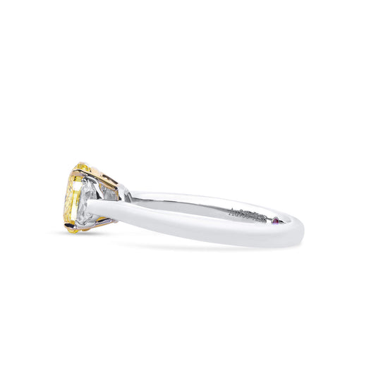 Fancy Vivid Yellow Diamond Ring, 1.60 Ct. TW, Oval shape, GIA Certified