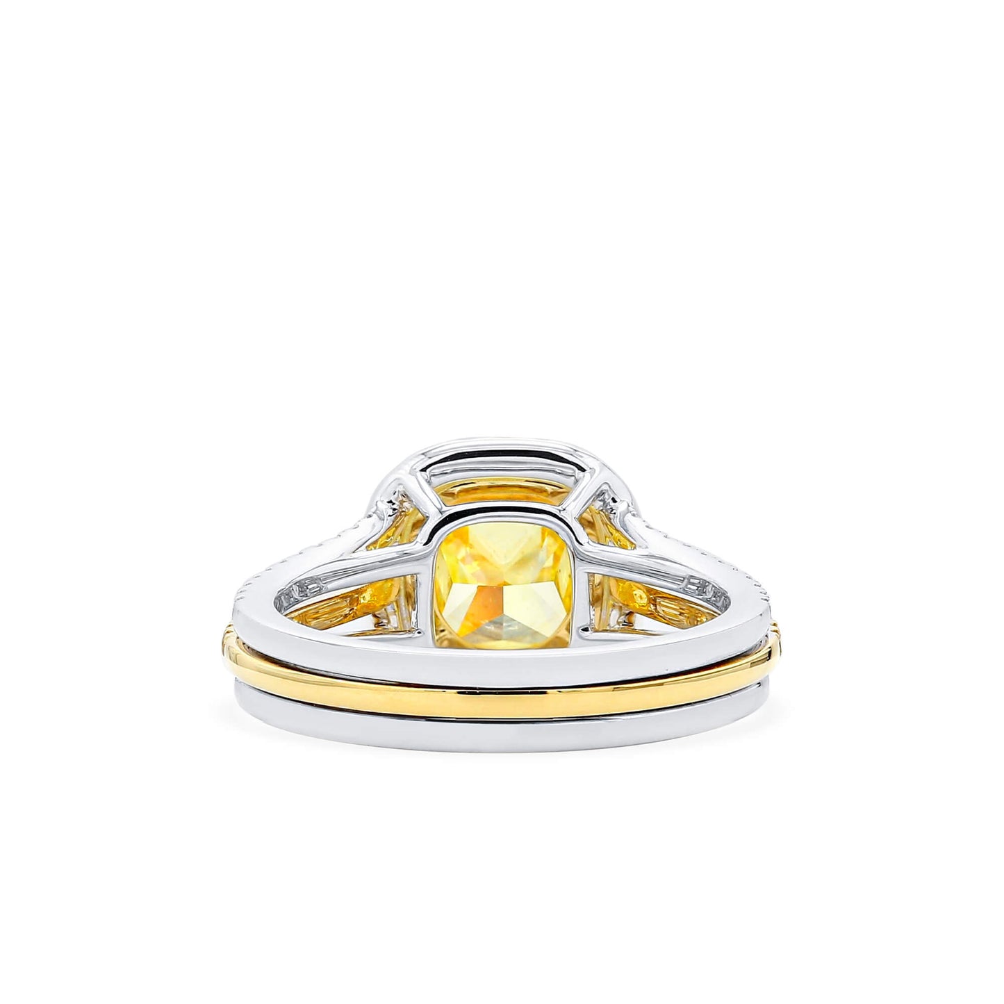 Fancy Vivid Yellow Diamond Ring, 2.08 Ct. TW, Cushion shape, GIA Certified