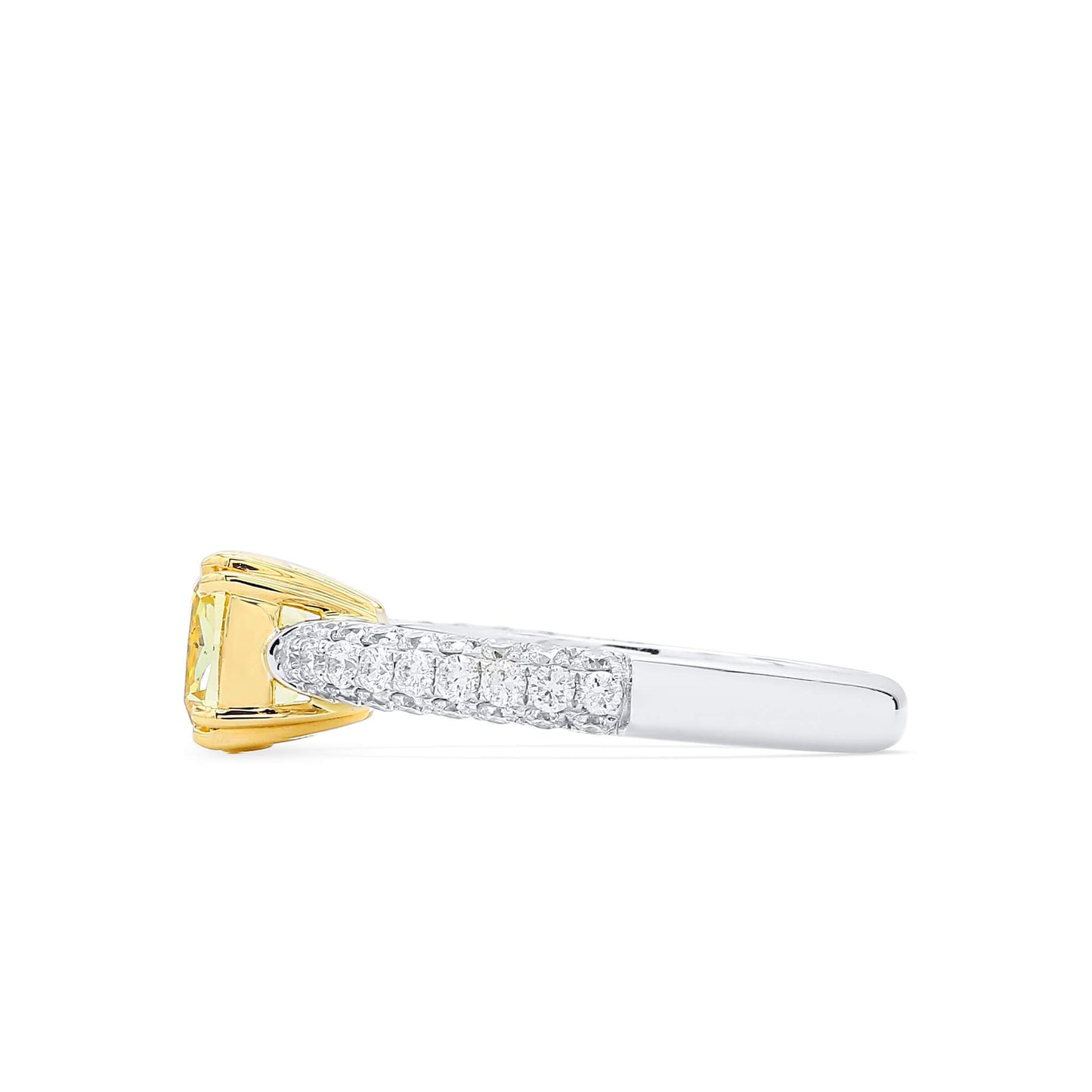 Fancy Vivid Yellow Diamond Ring, 2.37 Ct. TW, Cushion shape, GIA Certified