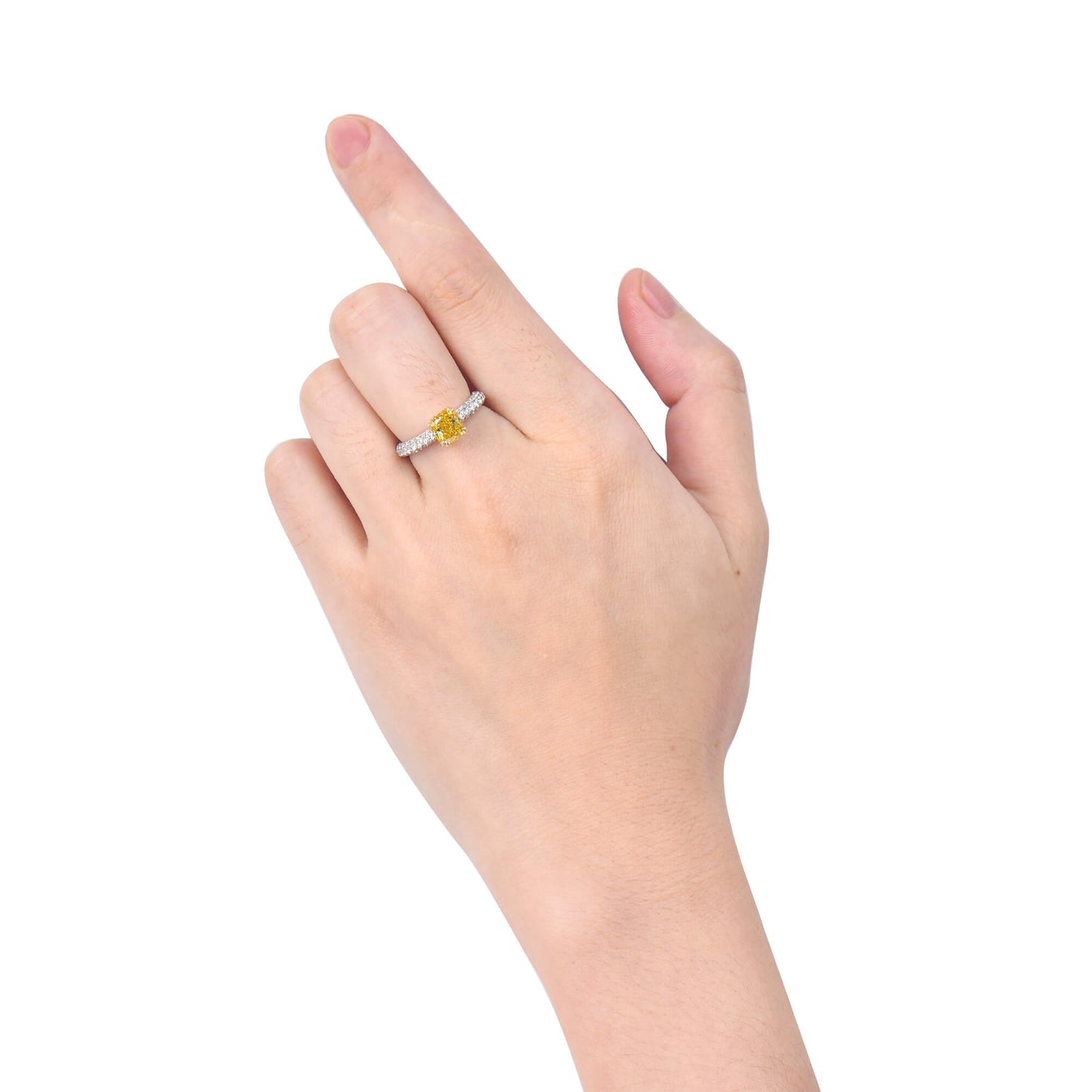 Fancy Vivid Yellow Diamond Ring, 2.37 Ct. TW, Cushion shape, GIA Certified