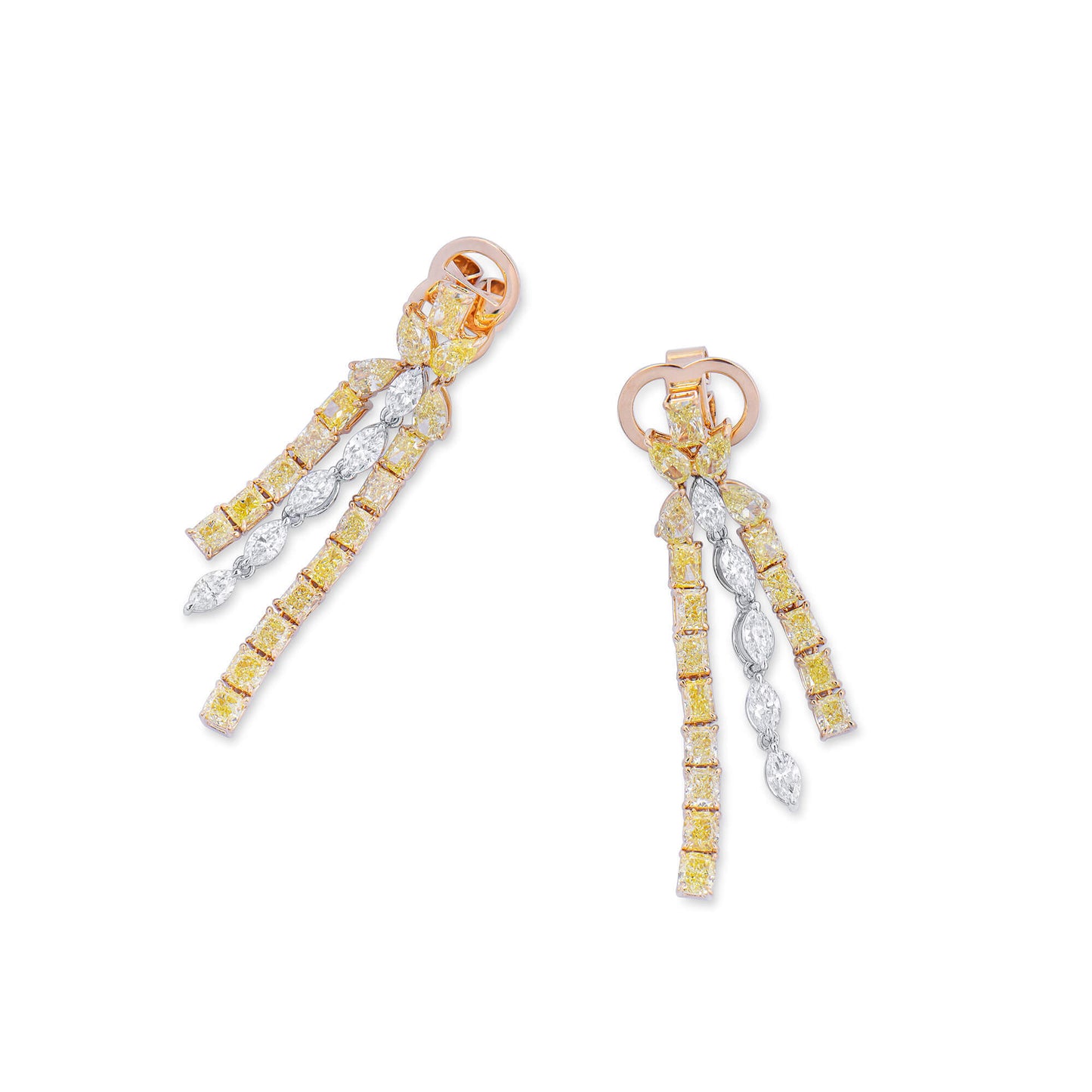 Fancy Yellow Diamond Earrings, 7.50 Ct. TW, MIX shape