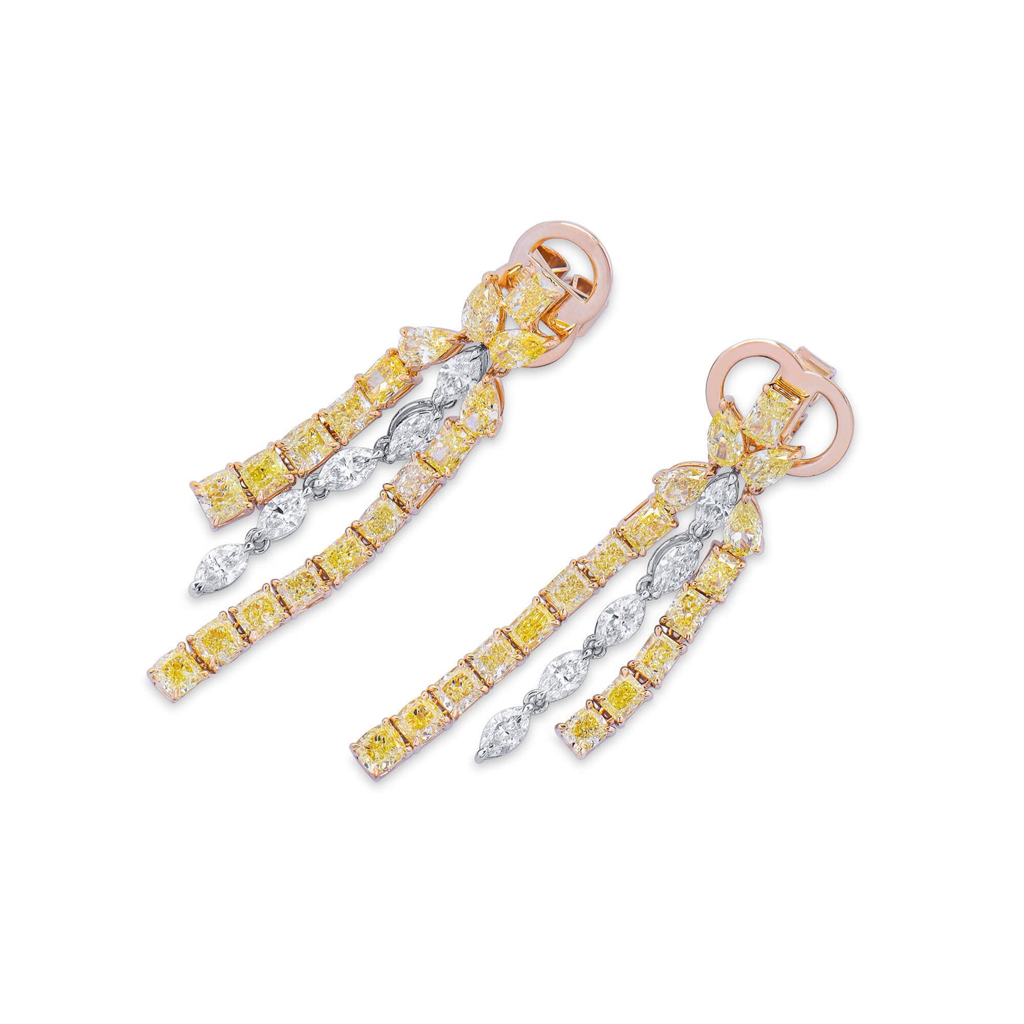 Fancy Yellow Diamond Earrings, 7.50 Ct. TW, MIX shape