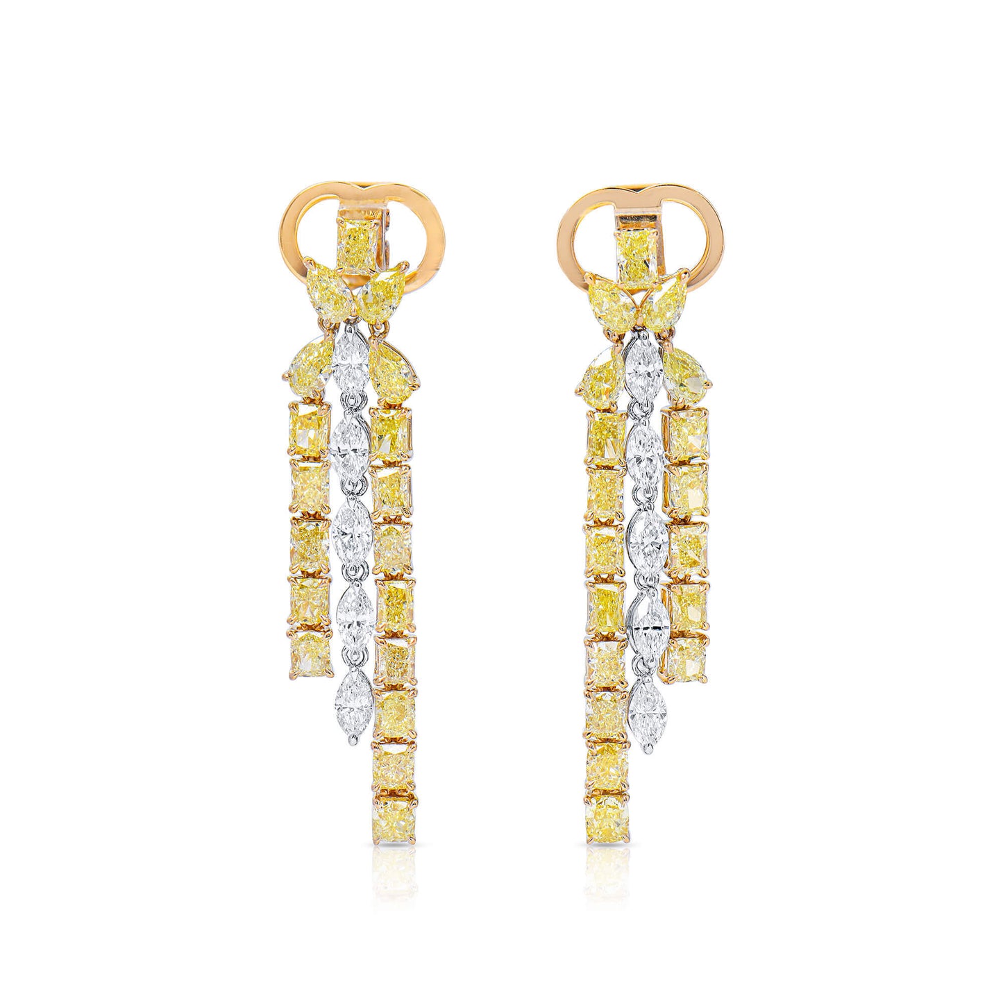 Fancy Yellow Diamond Earrings, 7.50 Ct. TW, MIX shape