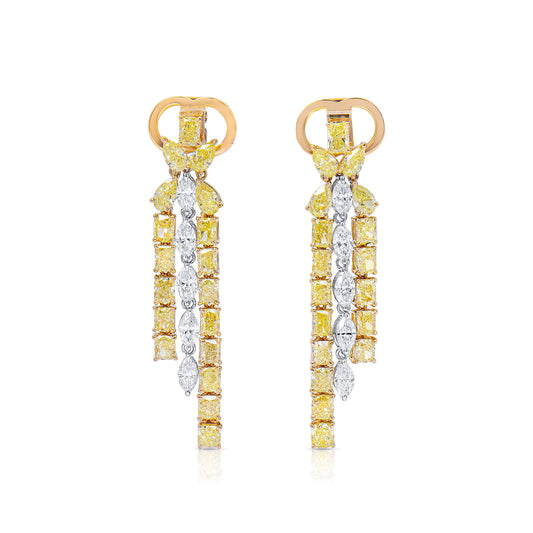 Fancy Yellow Diamond Earrings, 7.50 Ct. TW, MIX shape