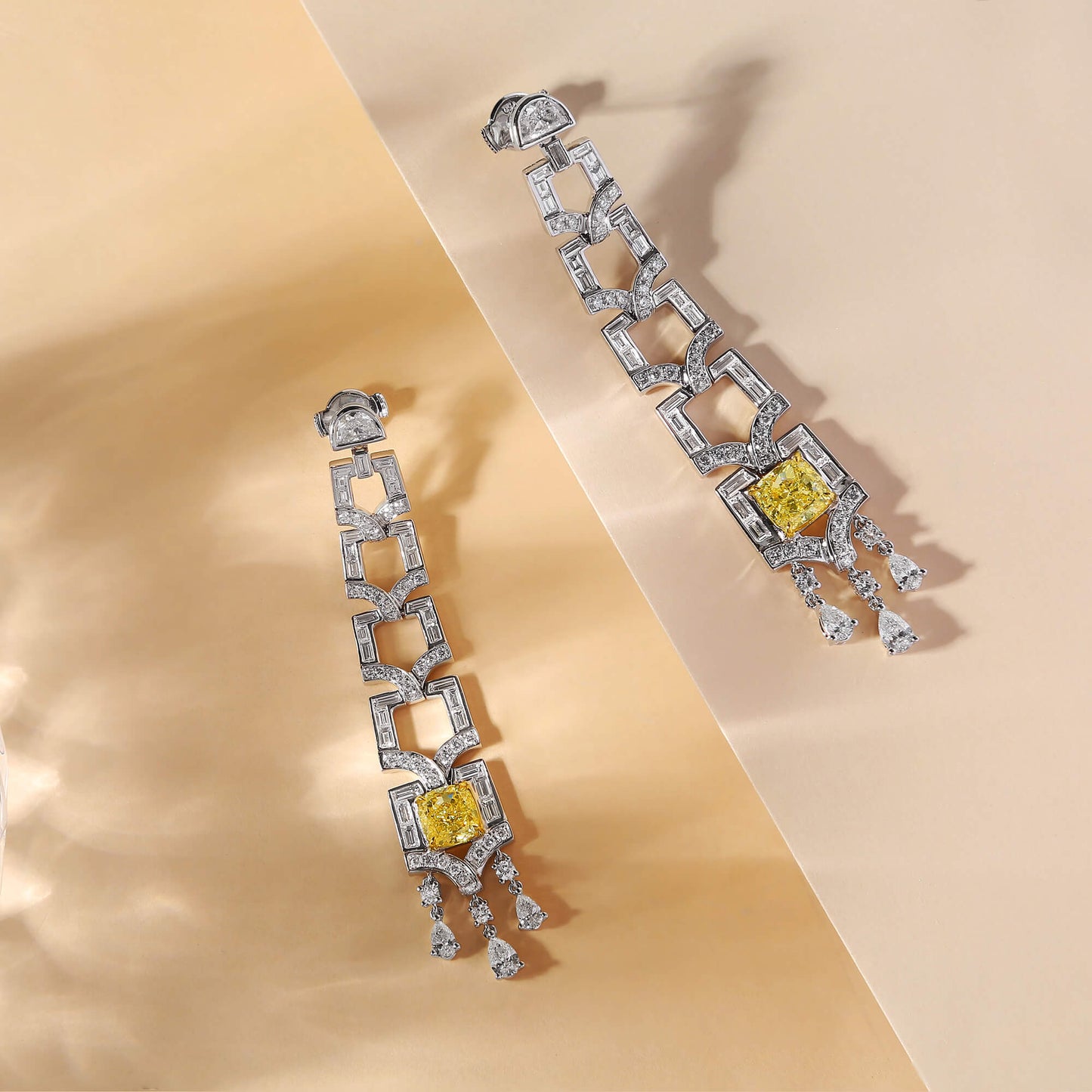 Fancy Yellow Diamond Earrings, 7.86 Ct. TW, Cushion shape, GIA Certified