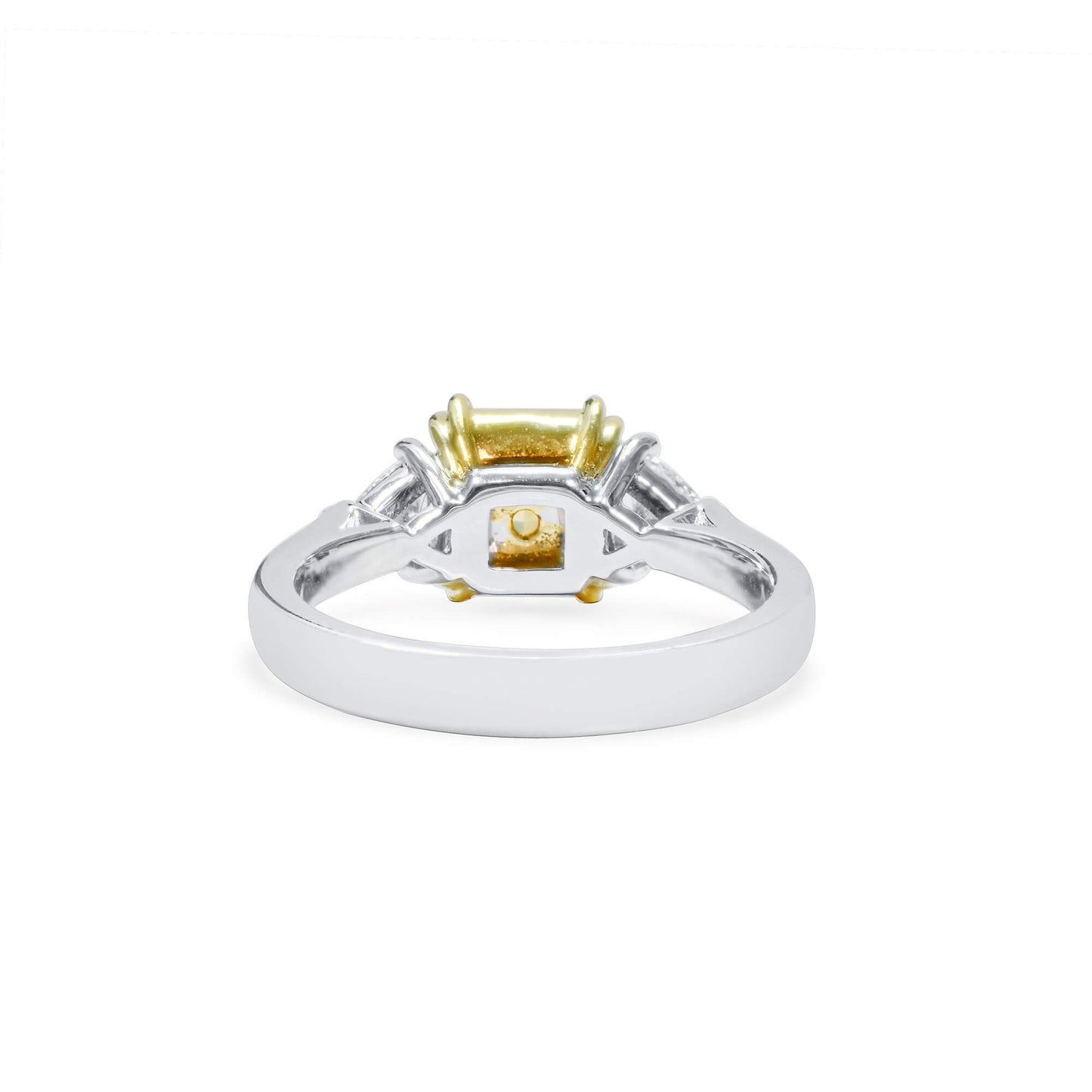 Natural Fancy Yellow Diamond Three Stone Ring, Radiant Shape, 2.04 Ct. TW