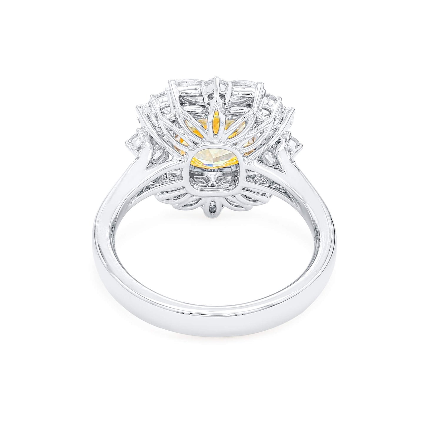 Fancy Yellow Diamond Ring, 4.24 Ct. TW, Cushion shape, GIA Certified