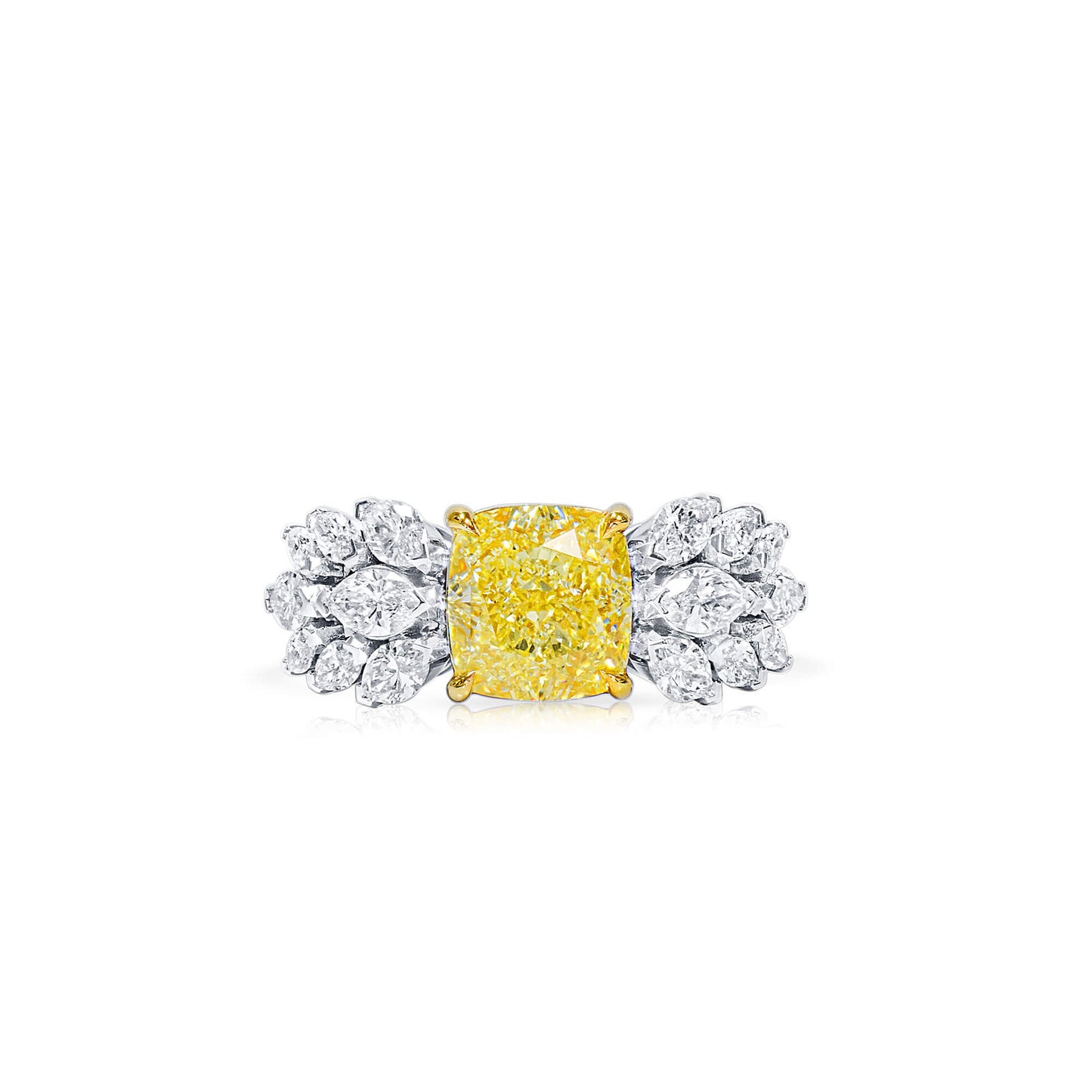 Fancy Yellow Diamond Ring, 4.40 Ct. TW, Cushion shape, GIA Certified