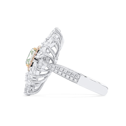 Fancy Yellow Green Diamond Ring, 4.59 Ct. TW, Radiant shape, GIA Certified