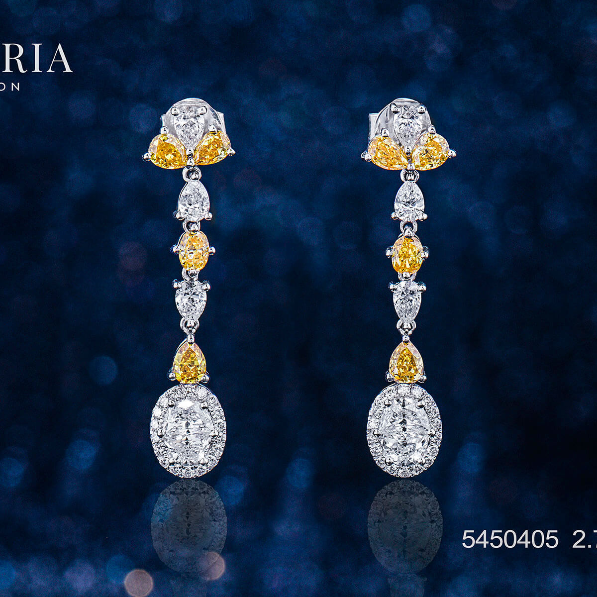 Fancy Yellow & White Diamond Earrings, 2.73 Ct. (2.93 Ct. TW),Mix shape,EG_Lab Certified,J5926218538