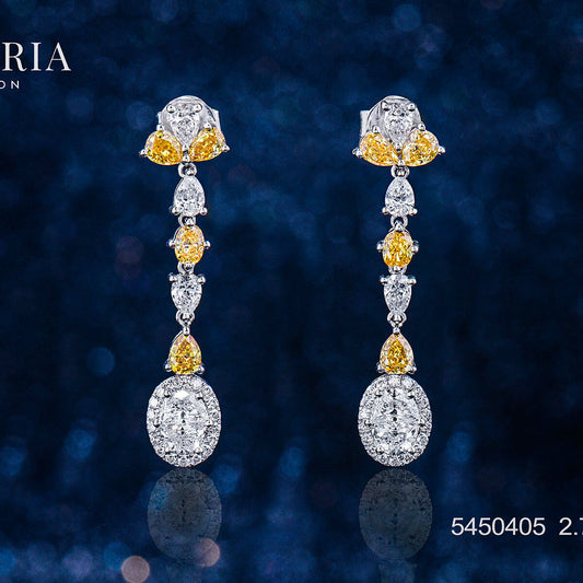 Fancy Yellow & White Diamond Earrings, 2.73 Ct. (2.93 Ct. TW),Mix shape,EG_Lab Certified,J5926218538