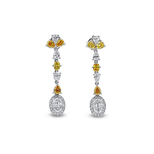 Fancy Yellow & White Diamond Earrings, 2.73 Ct. (2.93 Ct. TW),Mix shape,EG_Lab Certified,J5926218538
