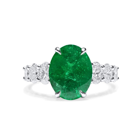 Green Colombian Emerald And Diamond Ring, 4.41 Ct. (5.56 Ct. TW), GRS2021-118012