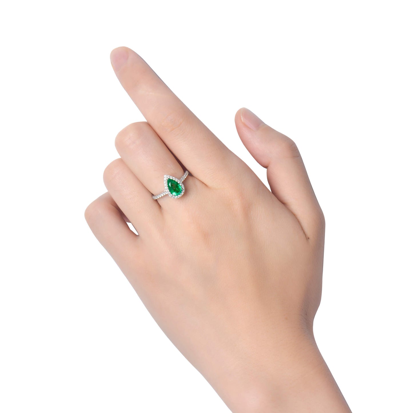 Green emerald and diamond ring, 0.83 CT. (1.11 CT. TW), G2106160431