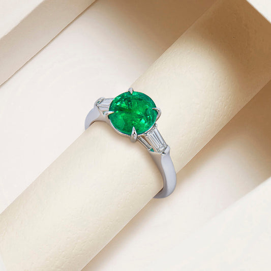 Green Emerald And Diamond Ring, 2.05 Ct. (2.38 Ct. TW), GRS2020-098739