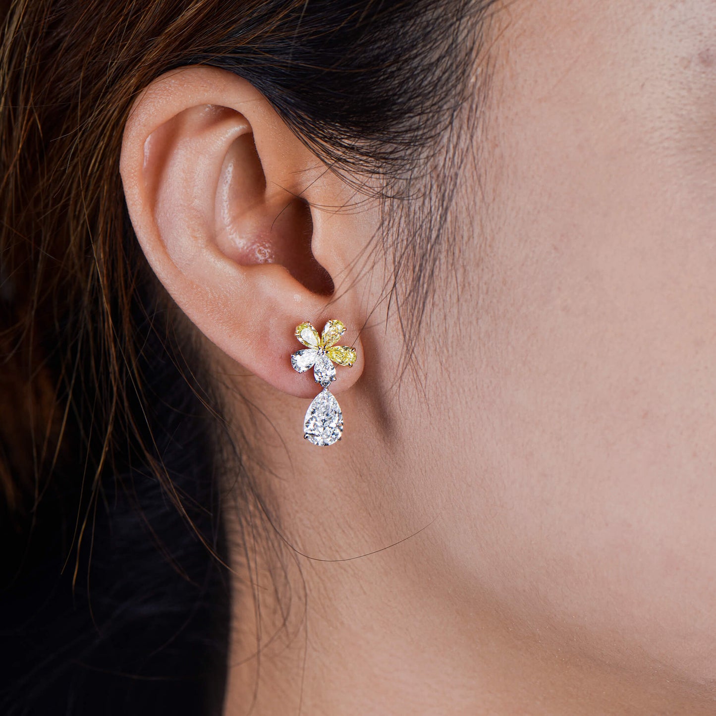 Multicolor Diamond Earrings, 5.72 Ct. TW, Pear shape, GIA Certified