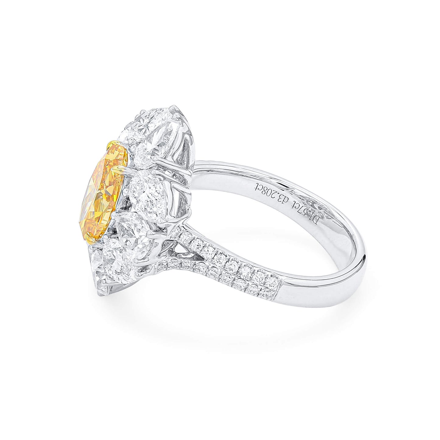 Fancy Vivid Yellow Orange Diamond Ring, 4.78 Ct. TW, Oval shape, GIA Certified