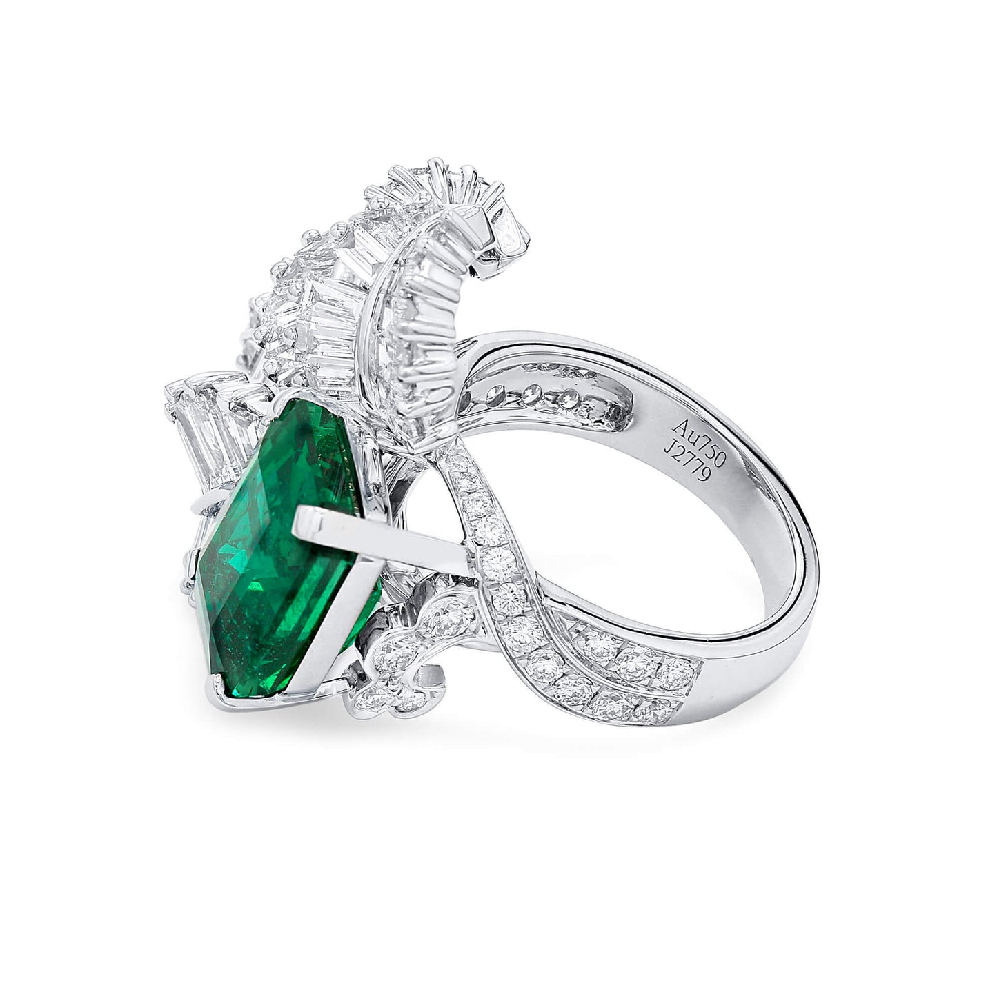 Natural Vivid Green Zambia Emerald Ring, 10.30 Ct. TW, Octagonal shape, GRS Certified