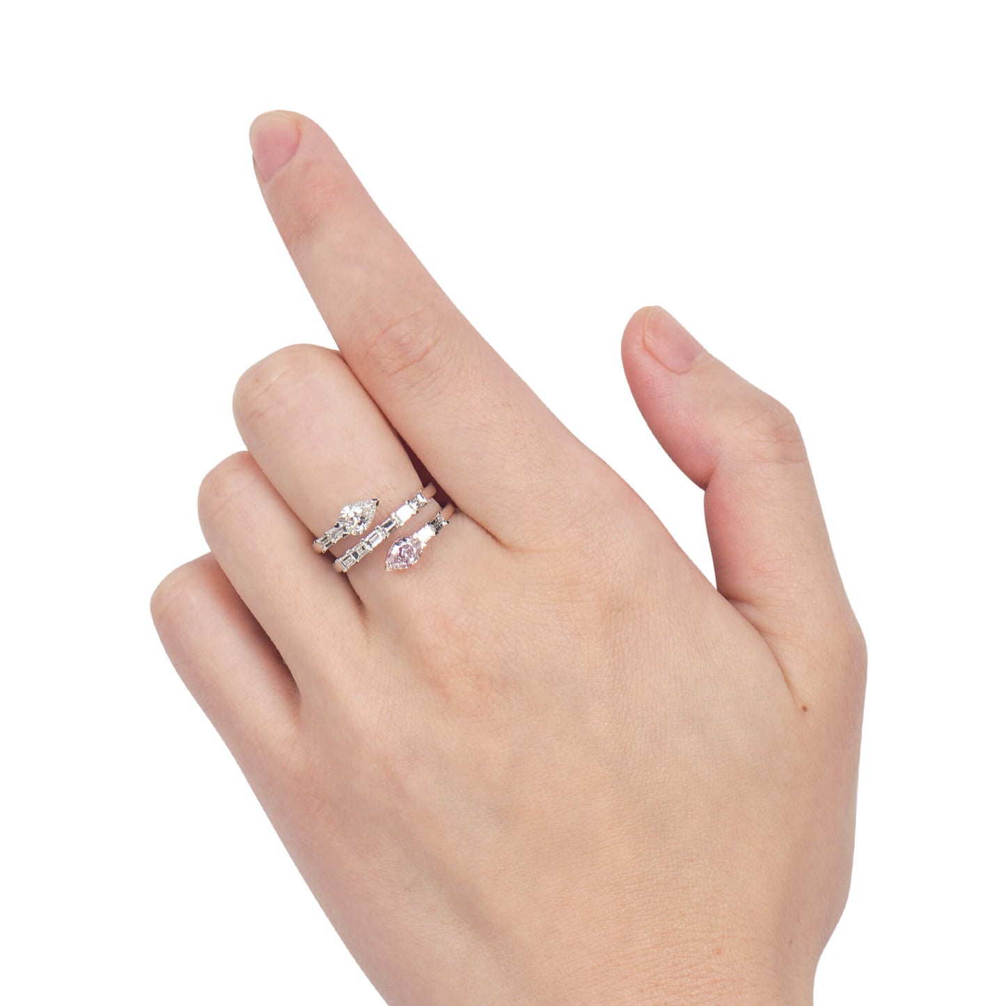 Light Pink and White Diamond Ring, 0.50 Ct. (1.42 Ct. TW), Pear Shape, 1413871960