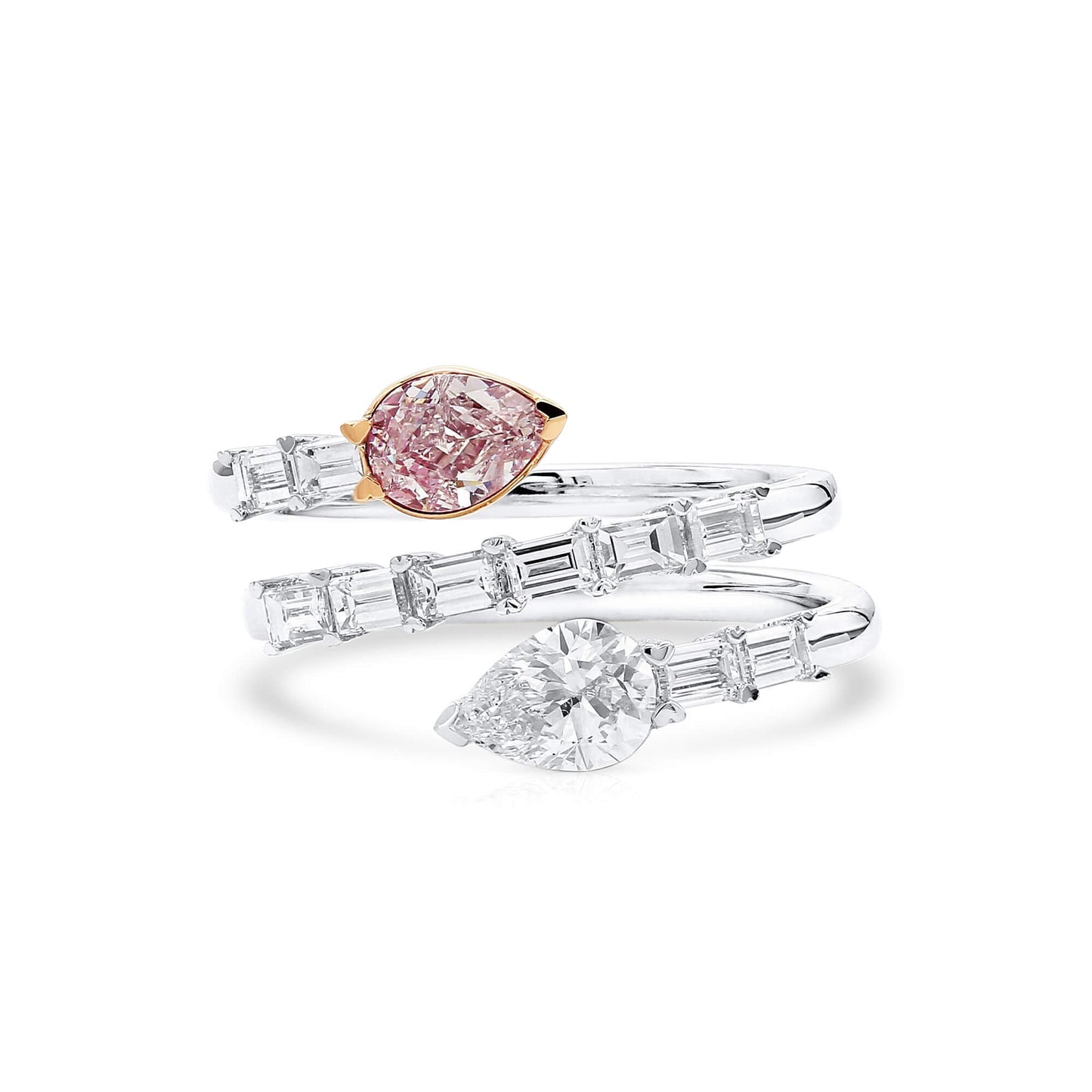 Light Pink and White Diamond Ring, 0.50 Ct. (1.42 Ct. TW), Pear Shape, 1413871960