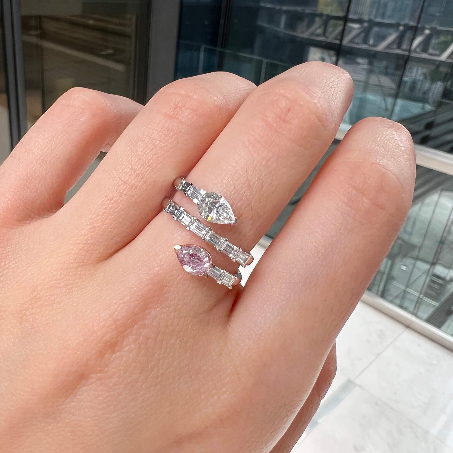 Natural 1.42 Ct. TW Light Pink Pear-Cut Diamond Ring, 18K White & Rose Gold