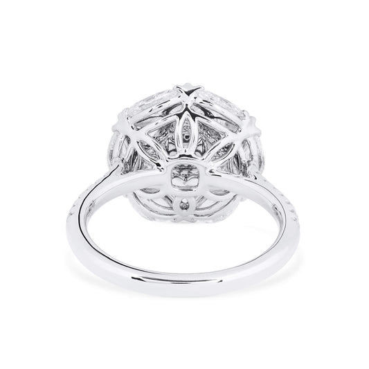 Light Pink And White Diamond Ring, 0.51 Ct. (3.04 Ct. TW), Cushion Shape, 1369336365